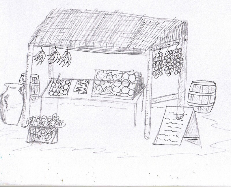 "Market Stall Sketch" by Paul Hill Redbubble