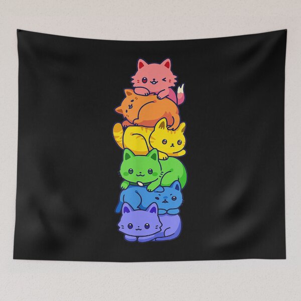 Item preview, Gay Pride Cat LGBT Kawaii Cats Pile Cute Anime Rainbow Flag designed and sold by Makebashington.
