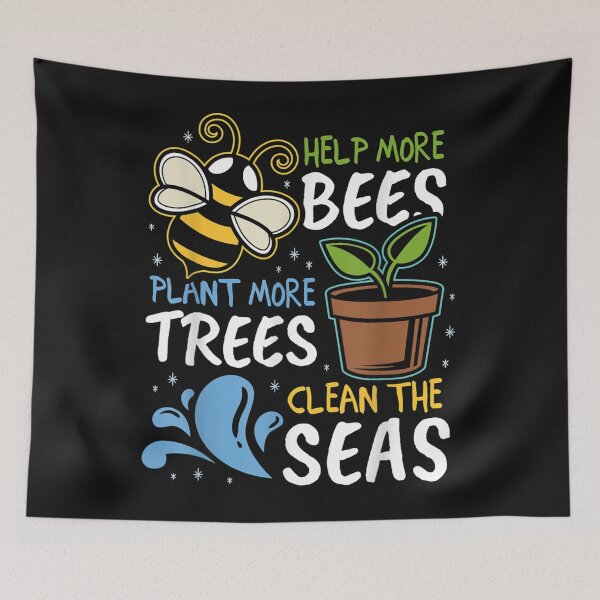 Item preview, Help More Bees Plant More Trees Clean Seas Earth Day designed and sold by Makebashington.