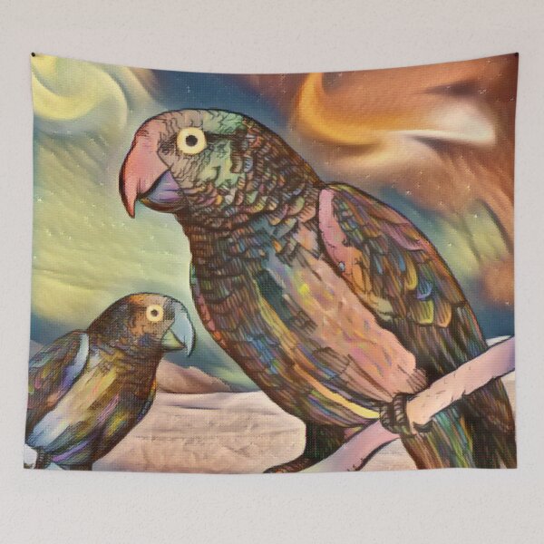 Item preview, Colorful Parrots sitting on a Branch. designed and sold by CraftyAnimal.