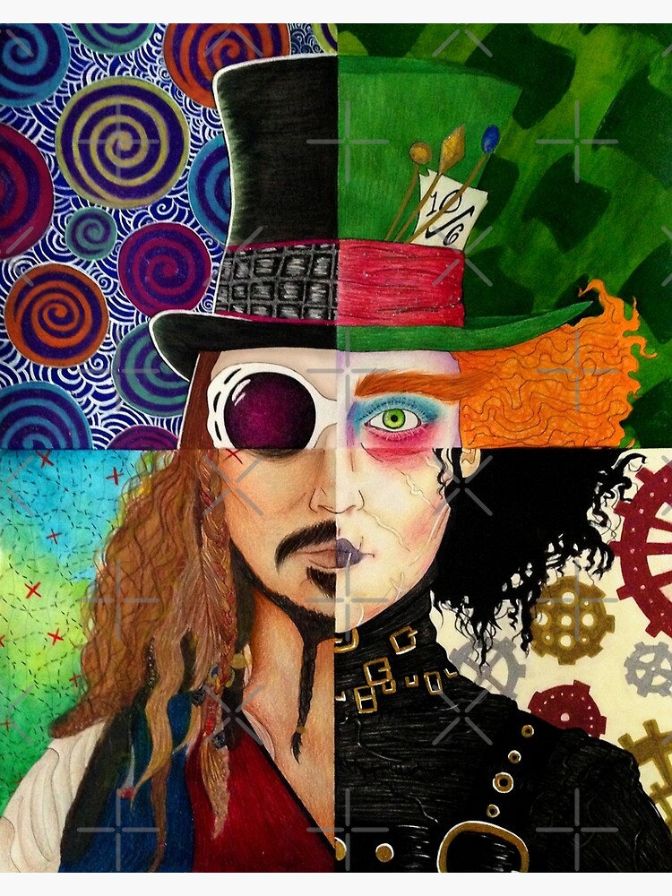 "Johnny Depp Character Collage" Poster by VanessaD16 | Redbubble