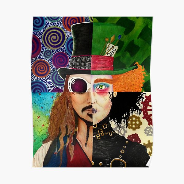 Johnny Depp Character Collage Poster