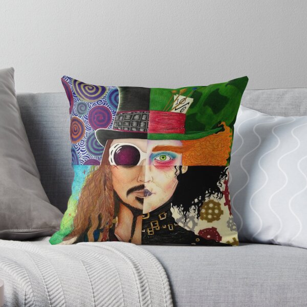 Johnny Depp Zeichen-Collage Dekokissen