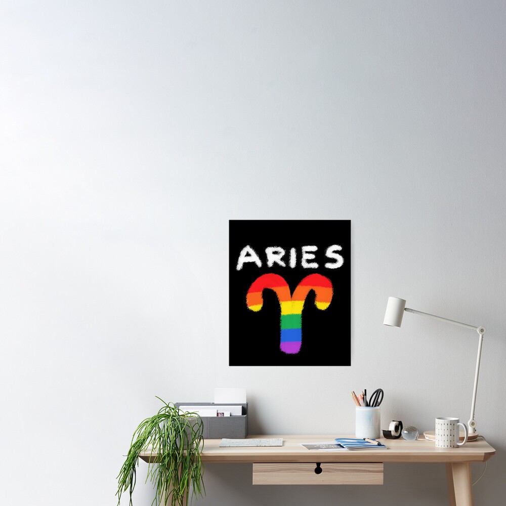 Aries Zodiac Sign Gay Lesbian Lgbt Pride Rainbow Flag Poster For Sale By Aronia Redbubble 