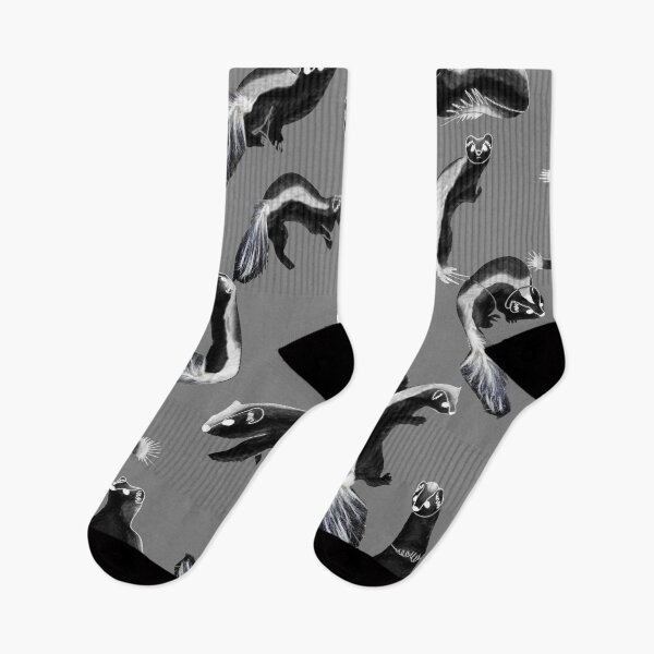 Item preview, funny skunks, kawaii, cute animals, weasel, marten, cute animals, fluffy, gray background designed and sold by Maria Mihailova.