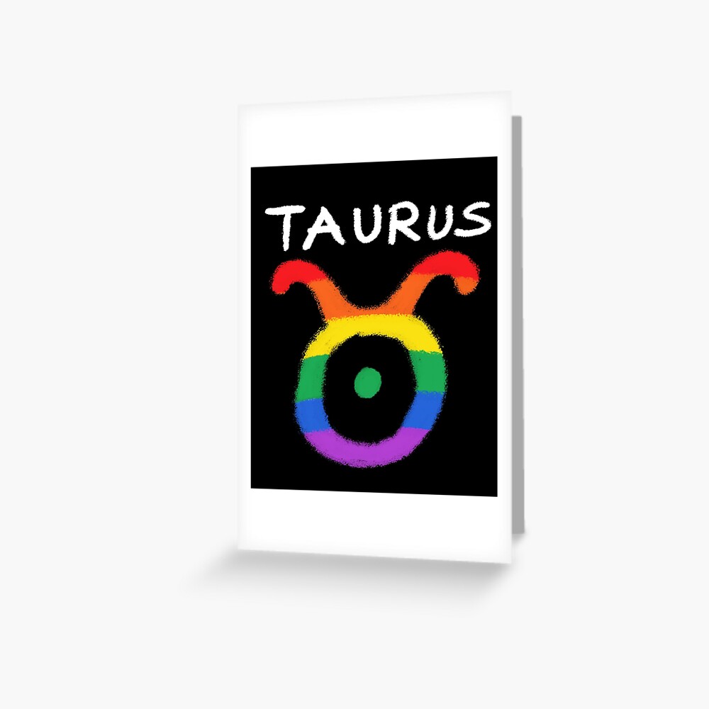 Taurus Zodiac Sign Gay Lesbian Lgbt Pride Rainbow Flag Greeting Card