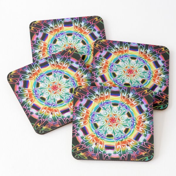 Item preview, 2 tone colerful 3 demensional psychedelic colidiscopic mandala art with blended rainbow halo  designed and sold by Laree  Jones.