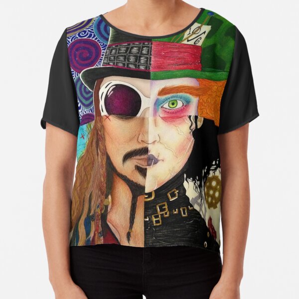 Johnny Depp Character Collage Chiffon Top
