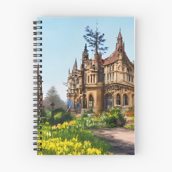 Item preview, Victorian gothic revival house with spacious garden on a beautiful spring day designed and sold by fizzribbit.