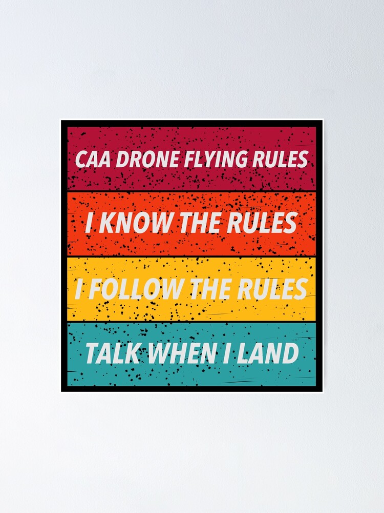 "DJI MINI 3 PRO CAA DRONE RULES TSHIRT VINTAGE DISTRESSED" Poster for