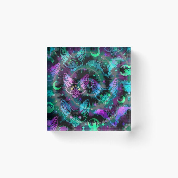 Item preview, purple swirl neon bats dark pattern designed and sold by Beeroclock.