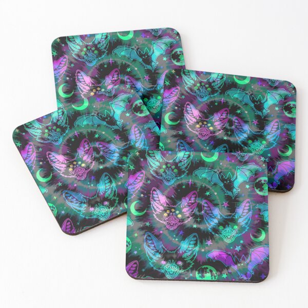 Item preview, purple swirl neon bats dark pattern designed and sold by Beeroclock.