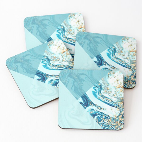 Item preview, light blue and gold luxury marble pattern designed and sold by Beeroclock.