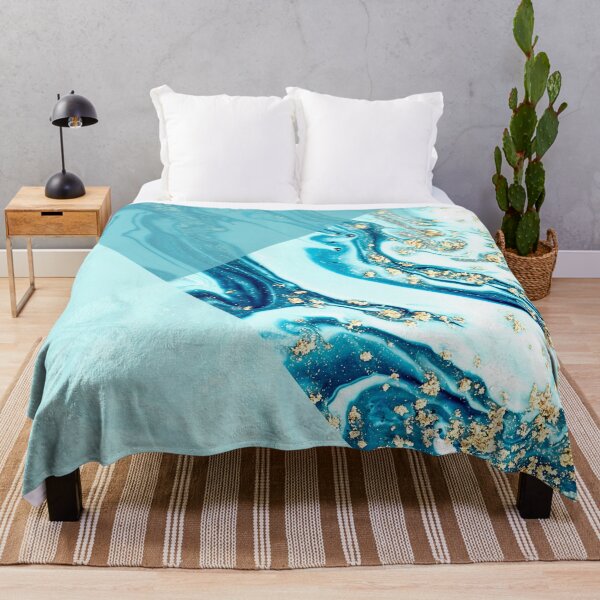 Item preview, light blue and gold luxury marble pattern designed and sold by Beeroclock.