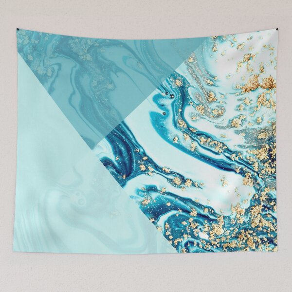 Item preview, light blue and gold luxury marble pattern designed and sold by Beeroclock.