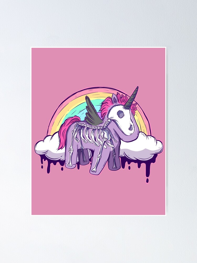 Unicorn Skeleton Rainbow Poster For Sale By Jess1586 Redbubble