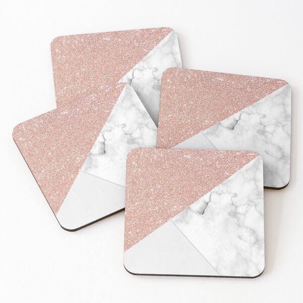 Item preview, rose gold glitter and white luxury marble pattern designed and sold by Beeroclock.