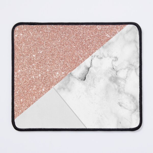 Item preview, rose gold glitter and white luxury marble pattern designed and sold by Beeroclock.
