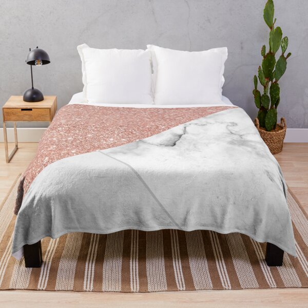 Item preview, rose gold glitter and white luxury marble pattern designed and sold by Beeroclock.