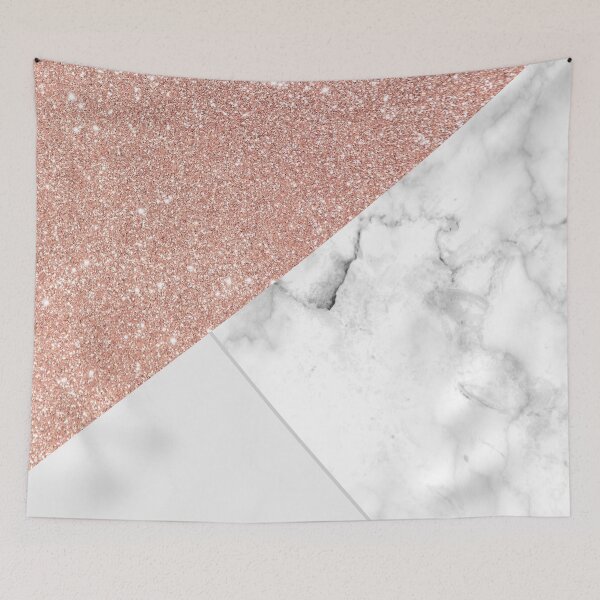 Item preview, rose gold glitter and white luxury marble pattern designed and sold by Beeroclock.