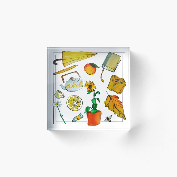 Hello Yellow - Watercolor Print Acrylic Block