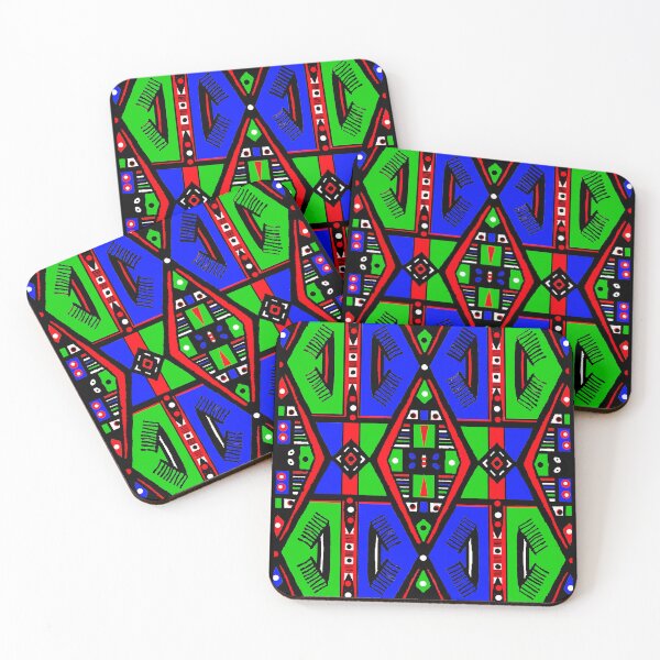 Item preview, African Tribal Patterns Manjak Wax Textile Print  "Cachieu" Gambia Flag colors designed and sold by Tony Cisse.