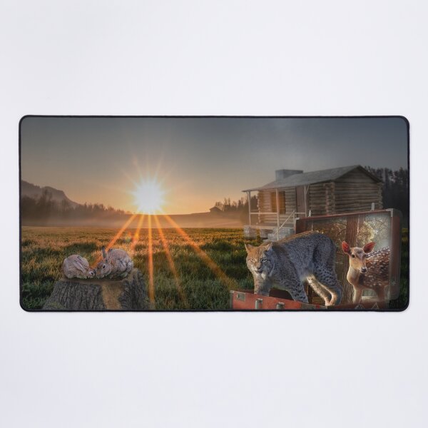 Item preview, Gathering at the forest house at sunrise designed and sold by OskiOnTour.