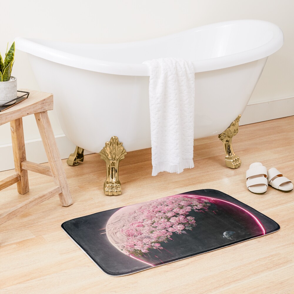 Cosmic Flower Alien Sci-Fi Space Planet Bath Mat