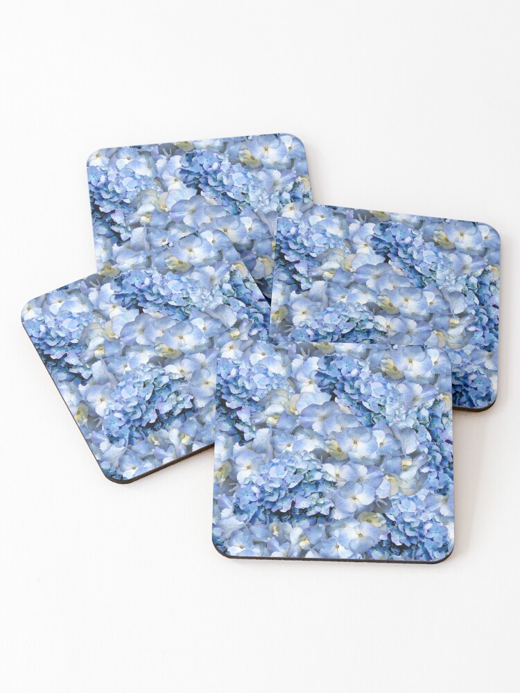 Thumbnail 1 of 5, Coasters (Set of 4), Blue hydrangea - floral art designed and sold by MarionsArt.