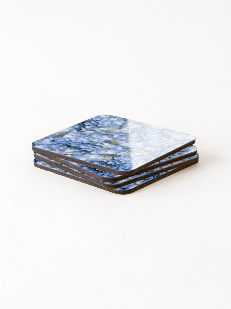 Thumbnail 4 of 5, Coasters (Set of 4), Blue hydrangea - floral art designed and sold by MarionsArt.