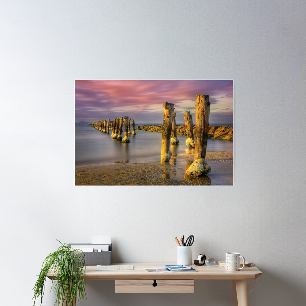 0789 Old pier at Sunset Poster