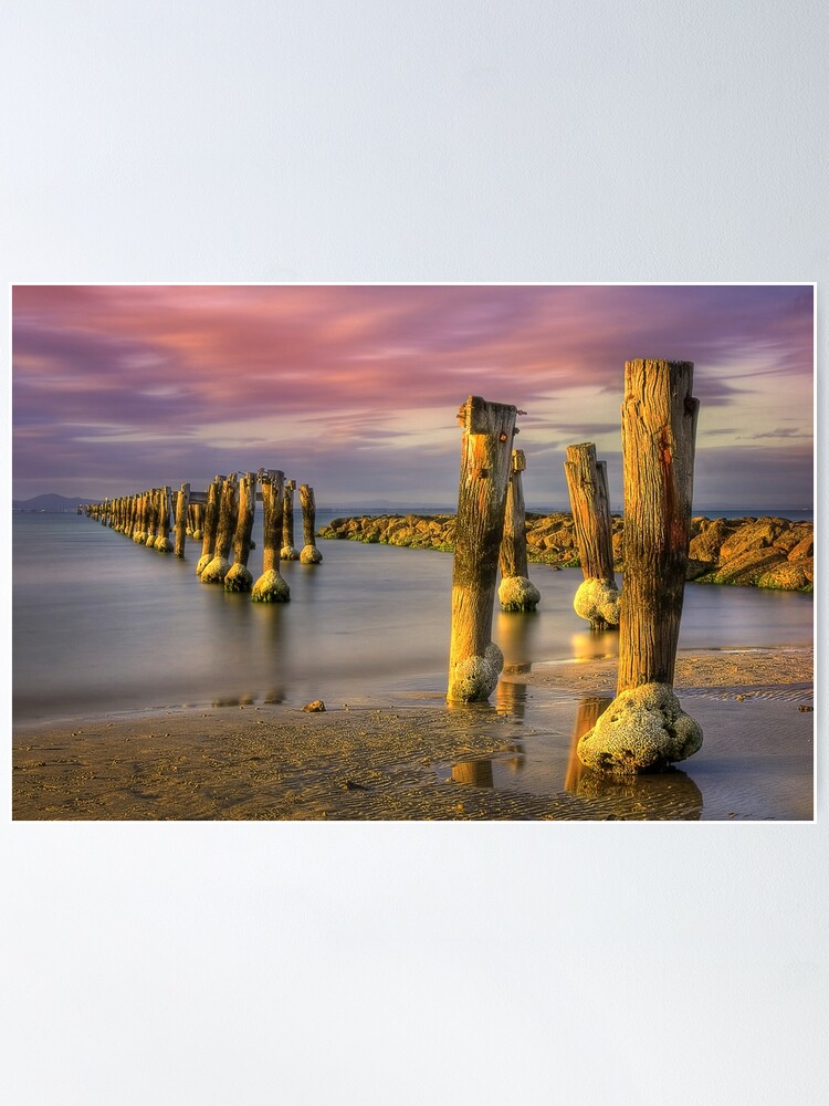 Alternate view of 0789 Old pier at Sunset Poster