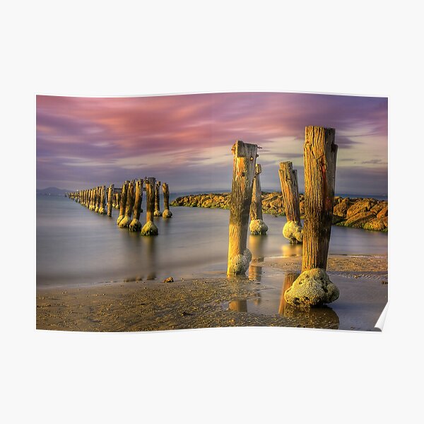 0789 Old pier at Sunset Poster