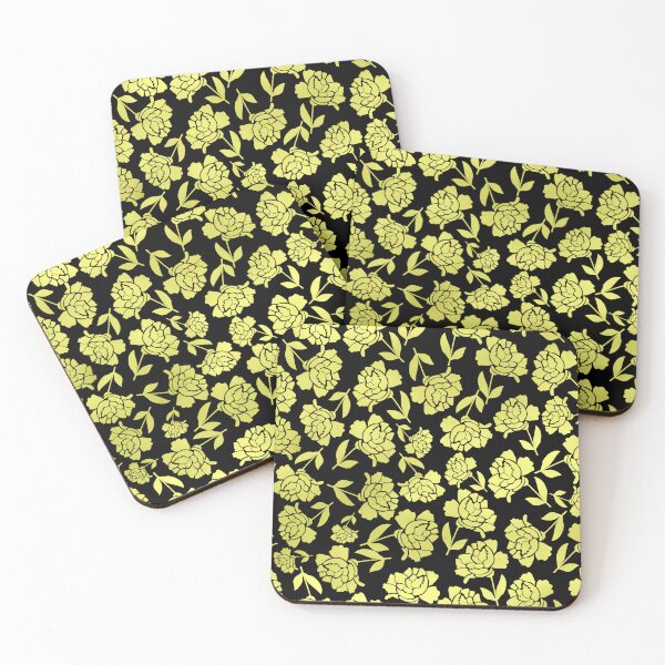Item preview, Tossed Roses Gold-Filled on Black Half-Drop Repeat 5748 designed and sold by Art in My Loft.