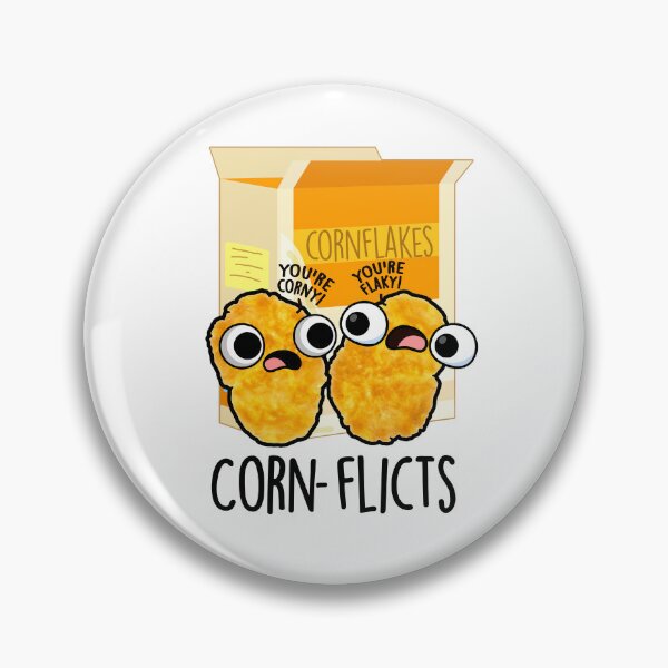 Item preview, Corn-flicts Cute Corn Flakes Pun designed and sold by punnybone.
