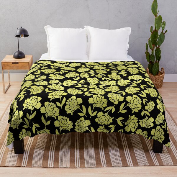 Item preview, Tossed Roses Gold-Filled on Black Half-Drop Repeat 5748 designed and sold by Art in My Loft.