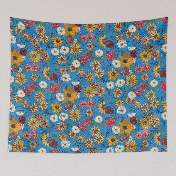 Item preview, Flowers on Blue designed and sold by DentistArt2022.