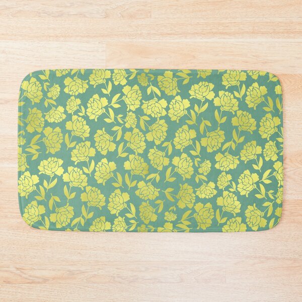 Item preview, Tossed Roses Gold-Filled on Soft Green Half-Drop Repeat 5748 designed and sold by Art in My Loft.
