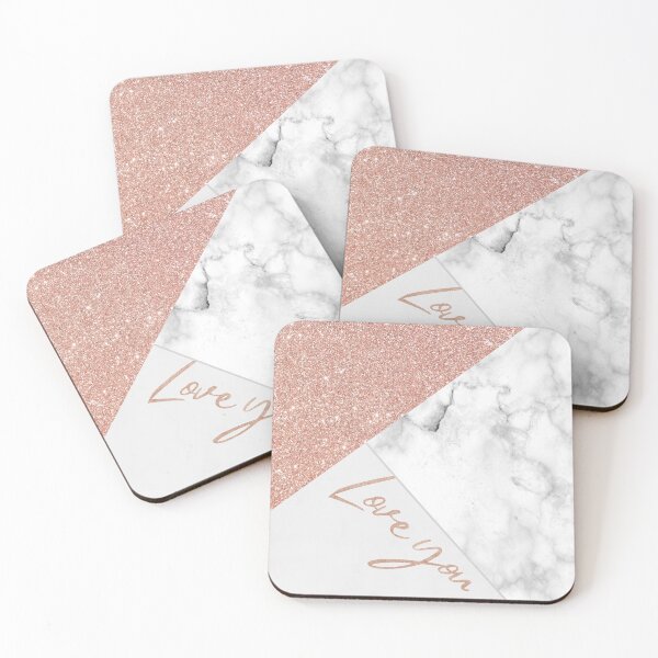Item preview, rose gold glitter Love You white luxury marble pattern designed and sold by Beeroclock.