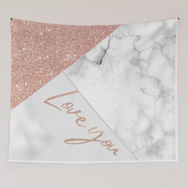 Item preview, rose gold glitter Love You white luxury marble pattern designed and sold by Beeroclock.