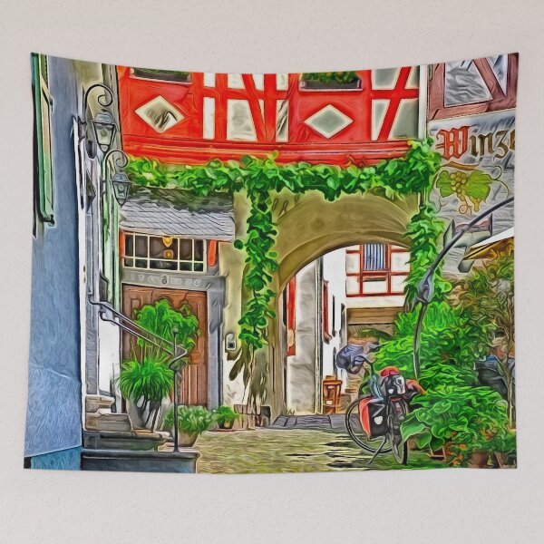 Item preview, Half-timbered house with gateway - acrylic - architecture designed and sold by MarionsArt.