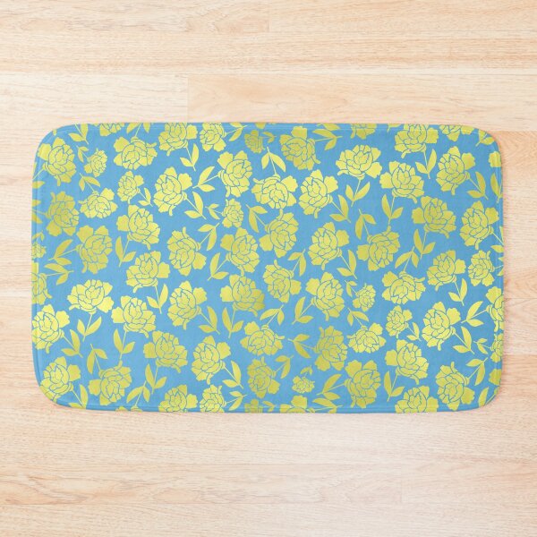 Item preview, Tossed Roses Gold-Filled on Sky Blue Half-Drop Repeat 5748 designed and sold by Art in My Loft.