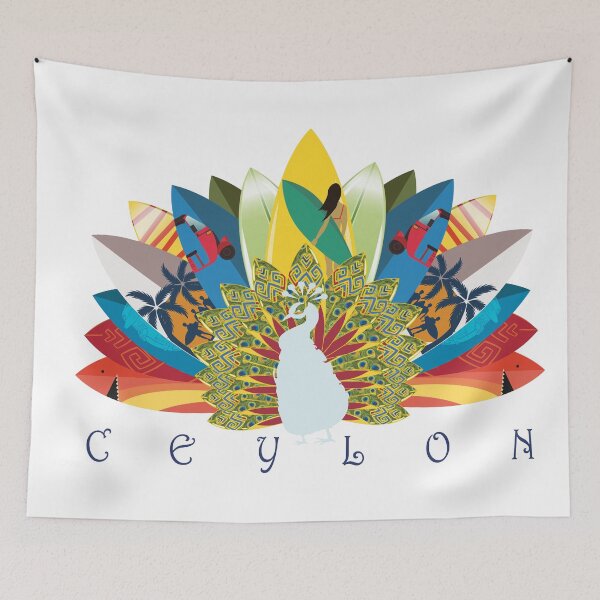 Item preview, Peacock Sri Lankan Map With Decorative Tail Feathers designed and sold by Ceylon-Picture.