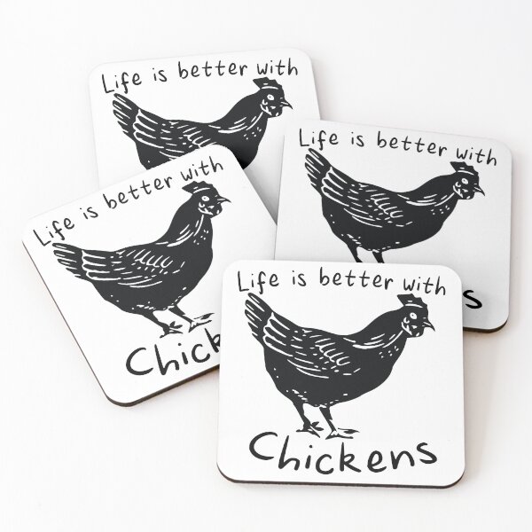 Item preview, Life Is Better with Chickens Cartoon Funny Hen Black designed and sold by ETVdesign.