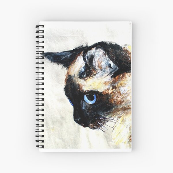 Siamese Cat Acrylics On Paper Spiral Notebook