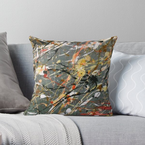 Jackson Pollock Interpretation Acrylics on Canvas Throw Pillow