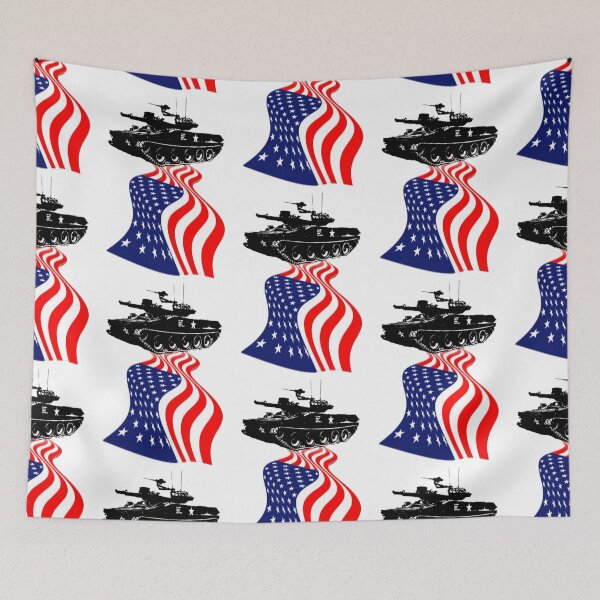 Item preview, american battle tank and the flag of the united states of america designed and sold by Fábio  Santos.