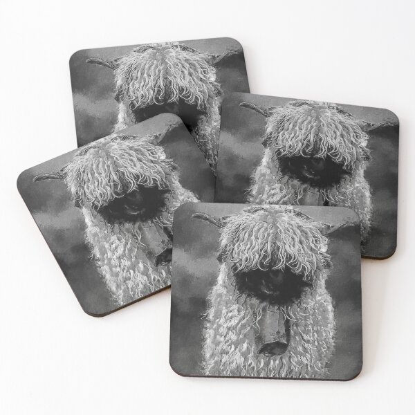 Item preview, Black And White Swiss Valais Blacknose Sheep, Fluffy  Valais Blacknose Sheep Art, Cute Swiss Sheep Farm Animal Portrait, Adorable Swiss Valais Blacknose Sheep  designed and sold by Paintcorner.