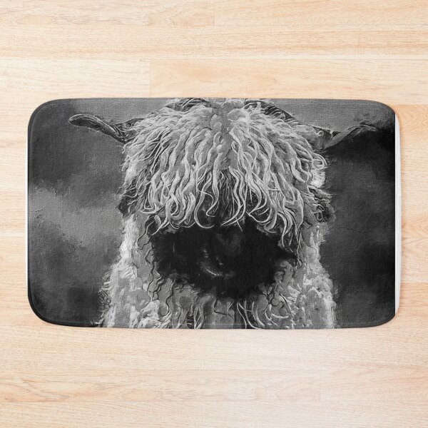 Item preview, Black And White Swiss Valais Blacknose Sheep, Fluffy  Valais Blacknose Sheep Art, Cute Swiss Sheep Farm Animal Portrait, Adorable Swiss Valais Blacknose Sheep  designed and sold by Paintcorner.