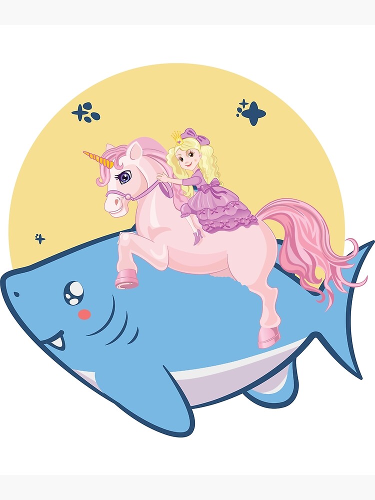 "Princess and Unicorn Riding Shark" Poster for Sale by alamuk96 | Redbubble
